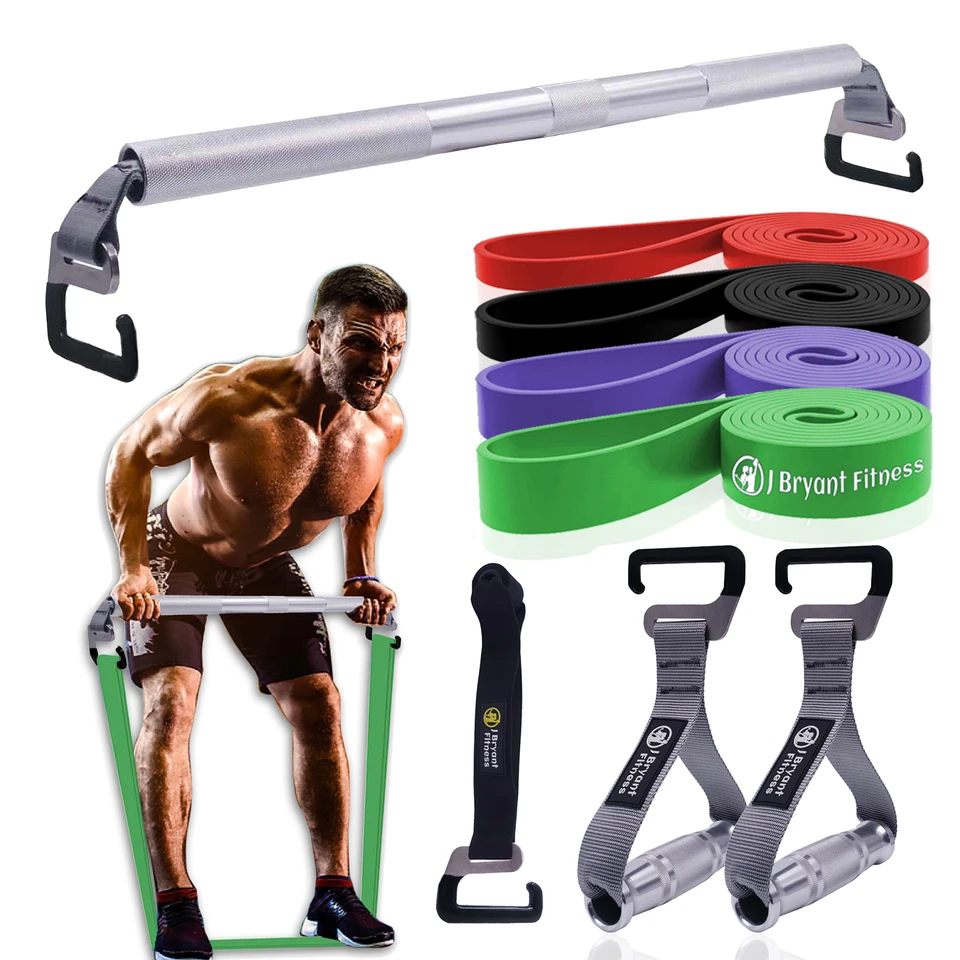 Súprava prenosných odporov s pásmovými barmi s rukoväte vylepšené háčik E pre dlhú slučku Elastic Bands Squat Deadlift Workout Equipment