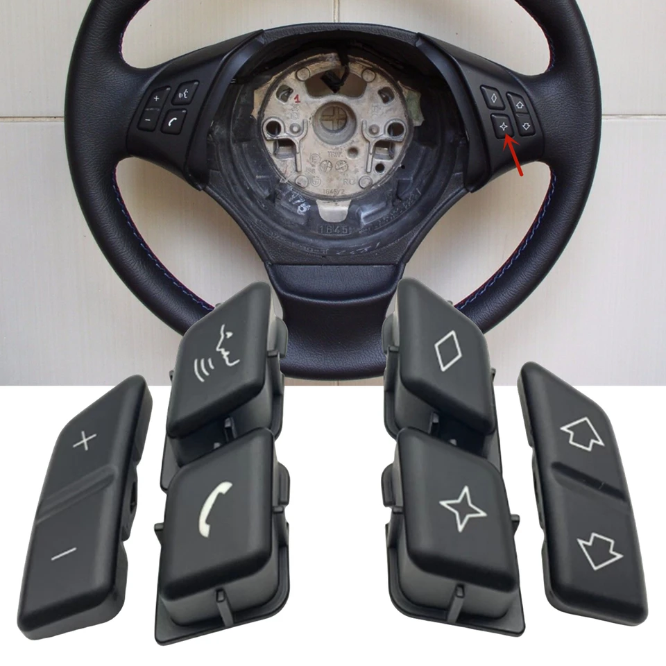 Súprava tlačidla na ovládací spínač volantu pre BMW X1 E84 2010-2015 / 3 Series E90 E91 E92 E93 2005-2012