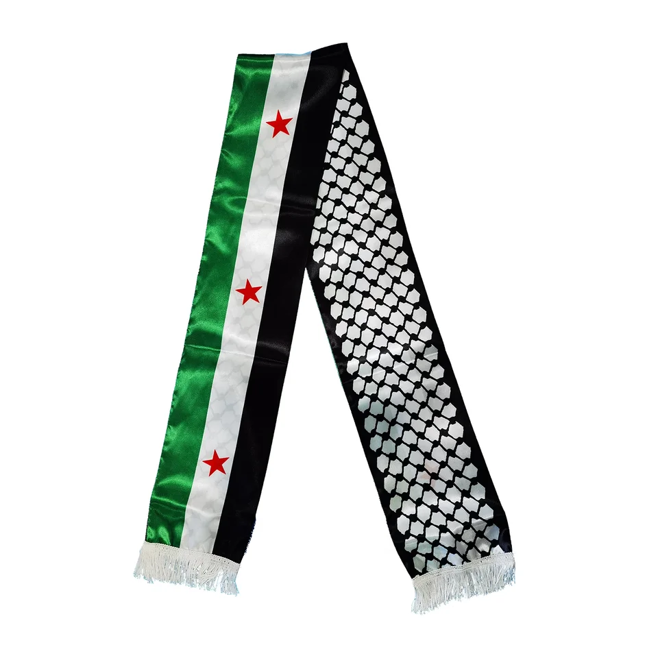 Sýria saténový šál Sýrska arabská republika Sýrska trojhviezdičková šál Banner 15*150 cm