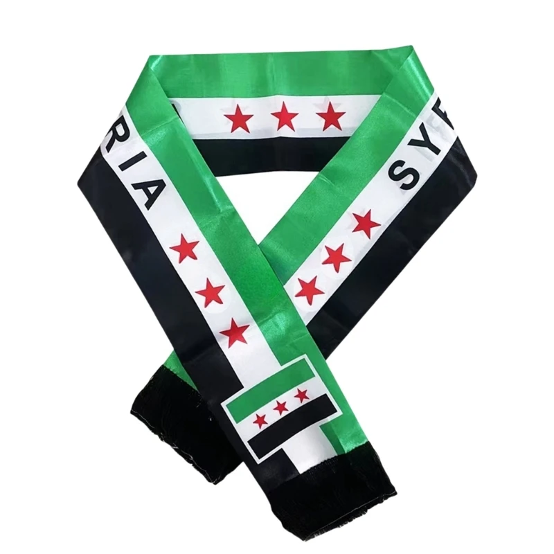 Sýrske vlajky šatky dlhé satény digitálna tlač šatky Sýrske vlajky Bannery Holiday Celebration Sash Flags Bannery pre celý vek