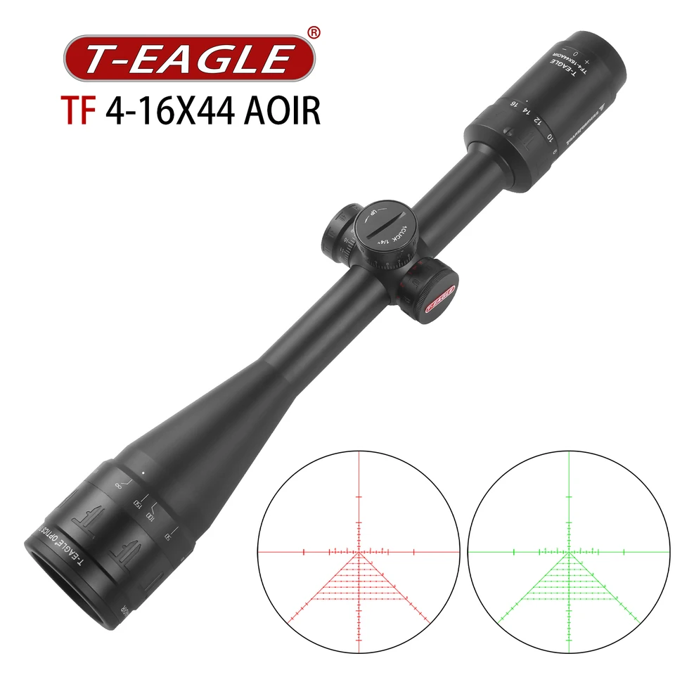 T-Eagle Compakt Tactical Riflescope TF 4-16x44 Aoir na lov nastaviteľných zelených a červených osvetlených ostreľovačov Airsoft Scope Spec