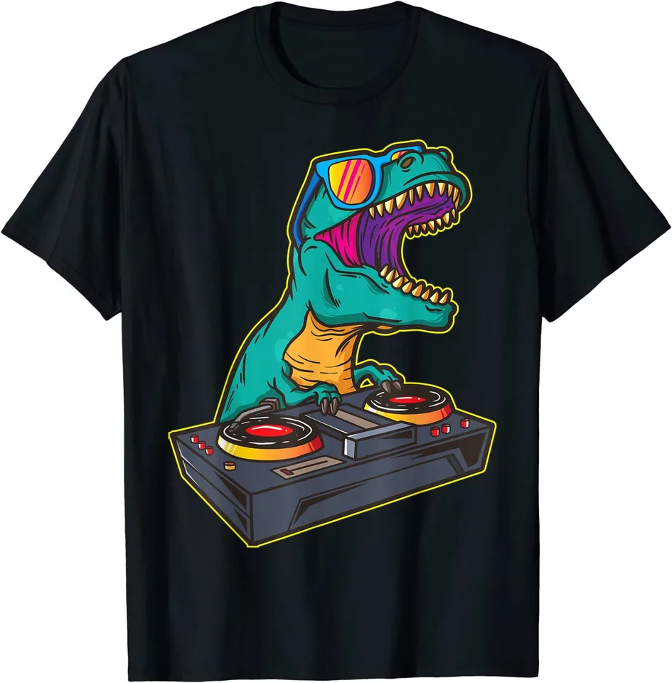 T Rex DJ Party Club Disk Jockey Gift košeľa EDM Dance Club tričko S-5XL