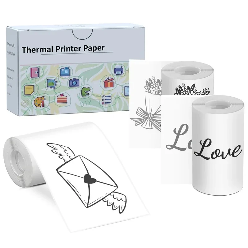 T02 Biely lepiaci tepelný papier, 10-ročný papier tepelnej tlač, mini tlačiarne kompatibilný s T02/M02X/M02L, 50 mmx3.5m