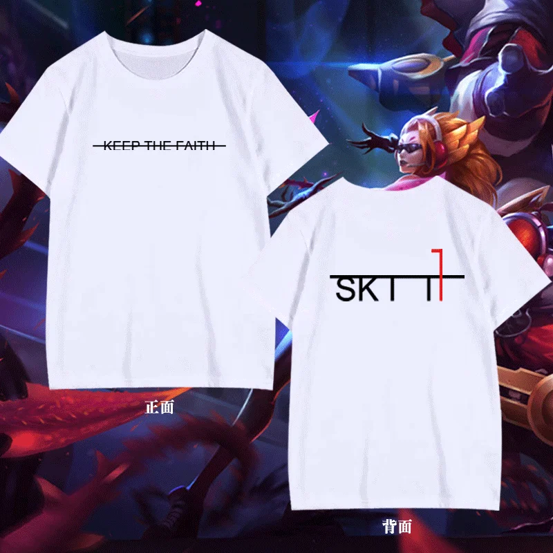 T1 Faker Liga legendy tím Uniforma letné leto Nové tričko Tripting Loose Cast Cast Pure Cotton Hráči s rovnakým štýlom
