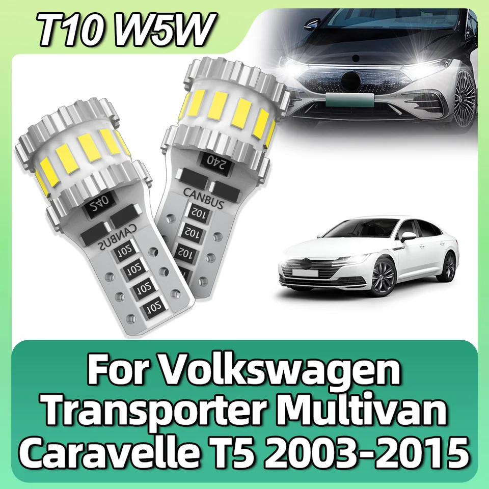 T10 W5W Čítanie automobilov Dome Canbus LED klinové parkovacie svetlá pre VW Transporter Multivan Caravelle T5 2003 2004 2005-2015