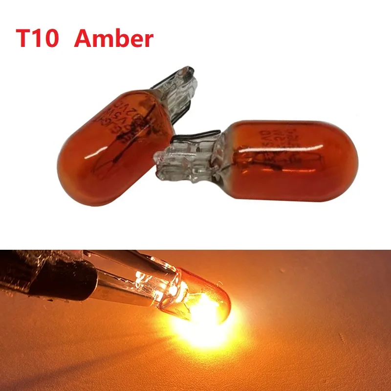 T10 W5W žiarovka 194 168 bočné klinové svetlo automatické auto halogénové kupoly mapa kufra Trunk Light Light Žiarovka T10 Amber White Lighting 12V