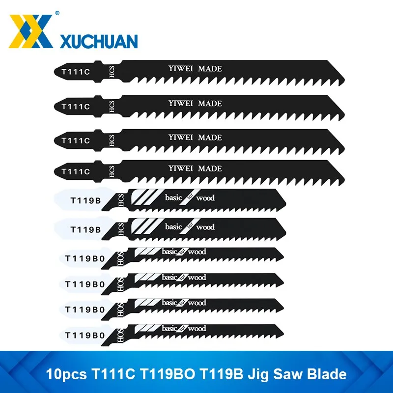 T111C T119bo T119B Jigsaw Blade Set 10ks HCS oceľová píla Čepeľ T-SHANK JIG BLADE pre nástroj na rezanie dreva