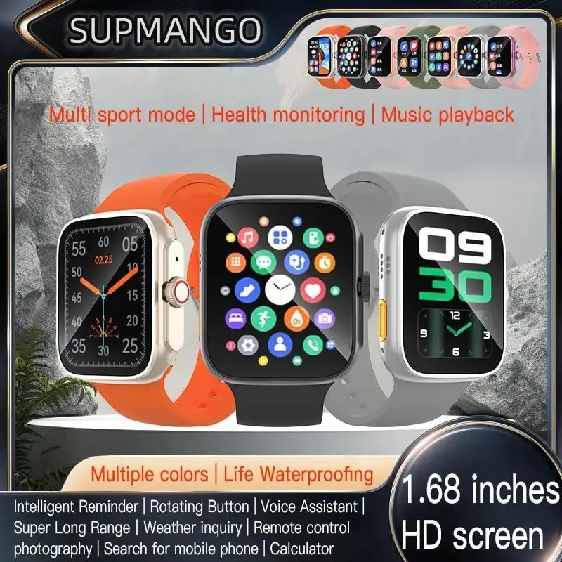 T187 Smart Watch1.68inch Men Women Dotknutia obrazovky Sport Fitness Man Bluetooth pre Android iOS Smartwatch