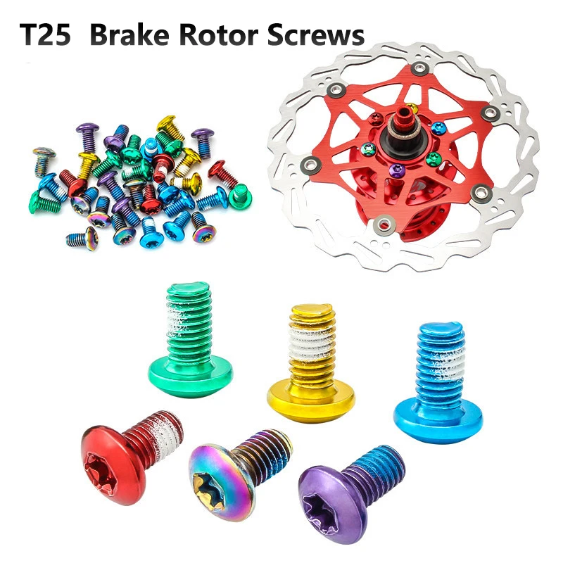 T25 skrutky bŕzd na bicykli rotor M5 zliatiny oceľ Road Mountain MTB Disk Rotor Rotor Skrutky 12ks cyklistické príslušenstvo