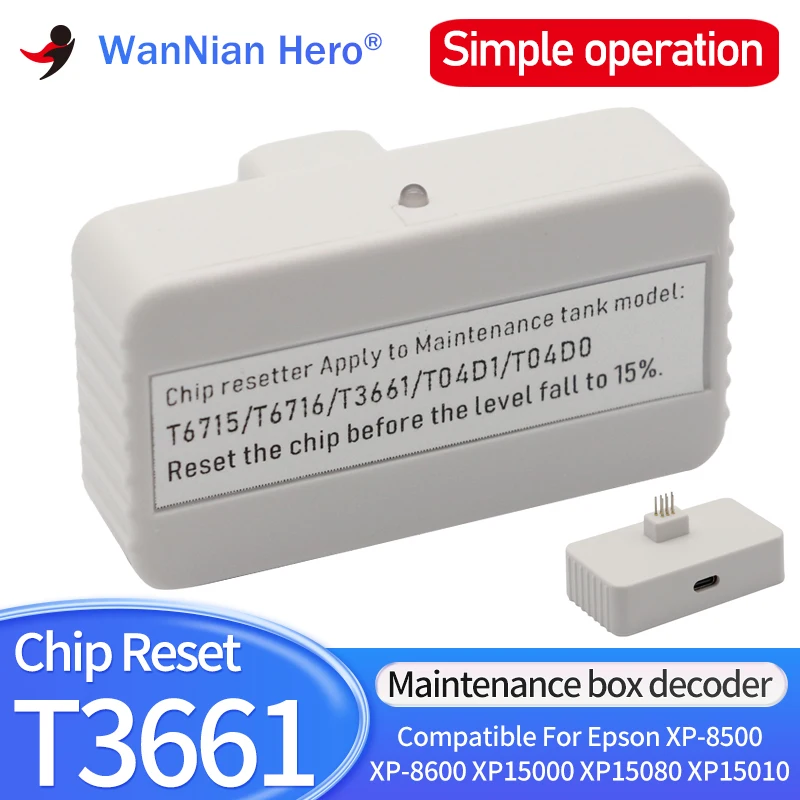 T3661 EPMB1 Údržba Resetter Chip Resetter pre Epson XP-8500 XP-8600 XP15000 XP15080 XP15010 6000 6005 6001 RESET odpadového atramentu RESET Tank RESET