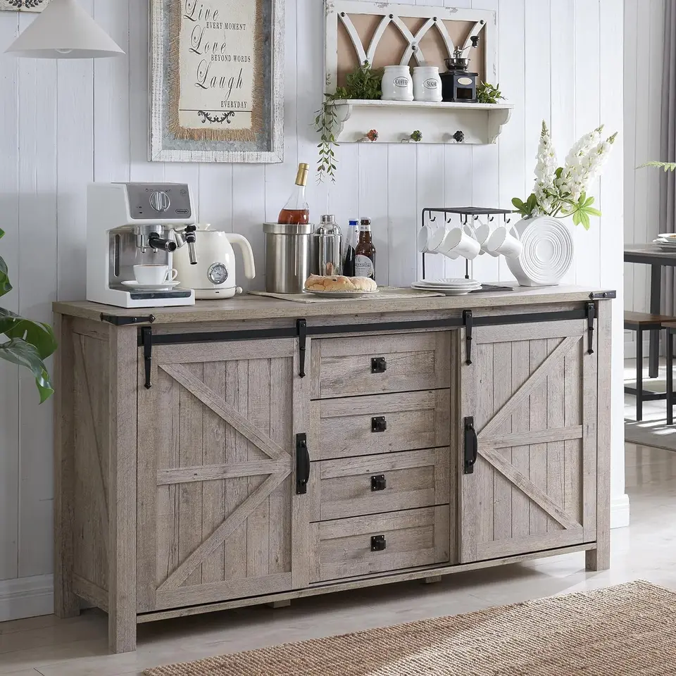 T4Tream Farmhouse Sideboard Buffet Skrint s úložným priestorom, 60 