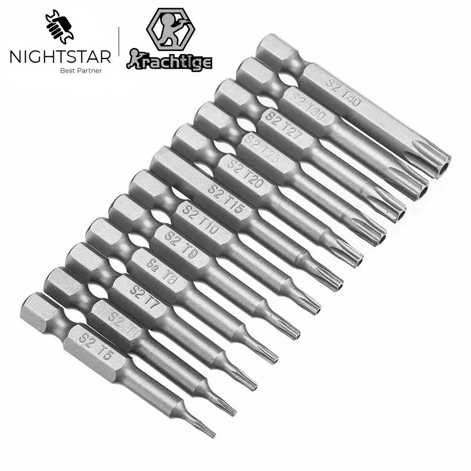 T5 T6 T7 T9 T9 T10 T15 T20 T25 T27 T30 T40 Torx Screwdriver Bit Set Hex Security Magnetic Head 1/4 