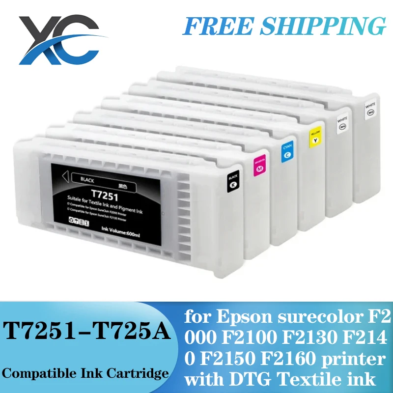 T7251 T7254 T725A Kompatibilná atramentová kazeta pre Epson SureColor F2000 F2100 F2130 F2140 F2150 F2160 TLAČ S DTG Textile Atrament atrament
