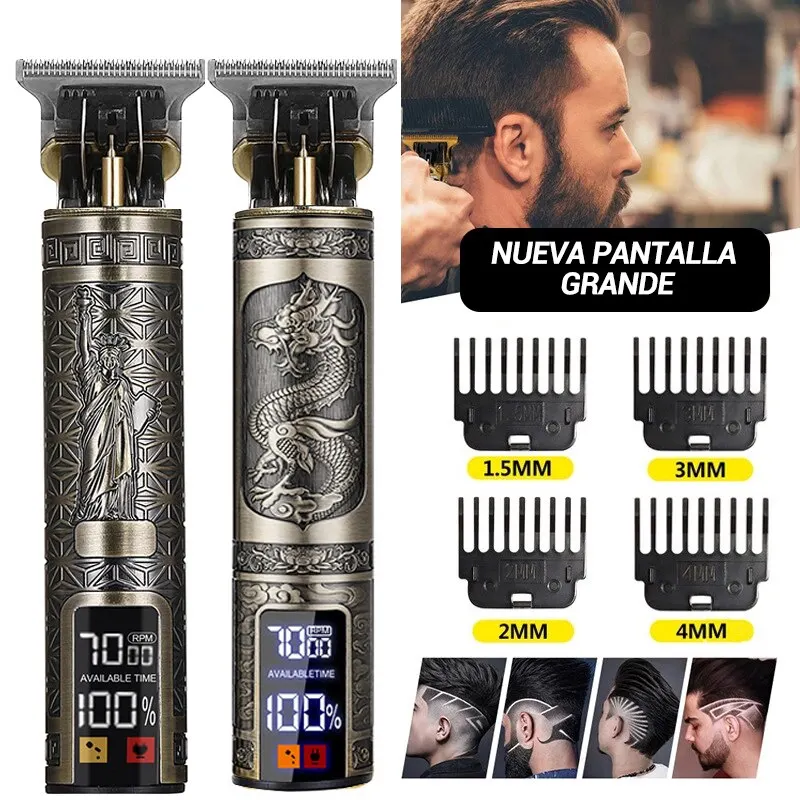 T9 Hair Clipper Electric Magic Fader Profesionálne gravírovanie Clippers Electric Razor s LED digitálnym displejom