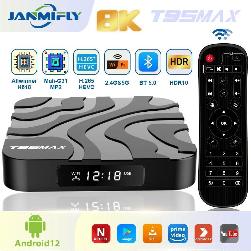 T95 Max TV Box Allwinner H618 Android 12 Set Top Box 2.4g a 5G WiFi 8K BT 5,0 HDR 10 Médiá Player RAM 64G 32G 16G 8G 8G
