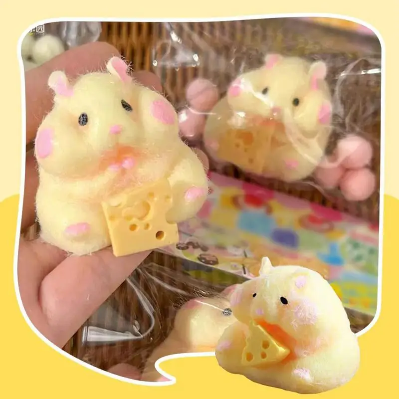 Taba Squishy Toy Mochi Toy Hray Muscle Silikone Fuzzy roztomilý škrečok ručne vyrábaný švihák hračky tabby škrečok stres uvoľnenie ruky relax darček