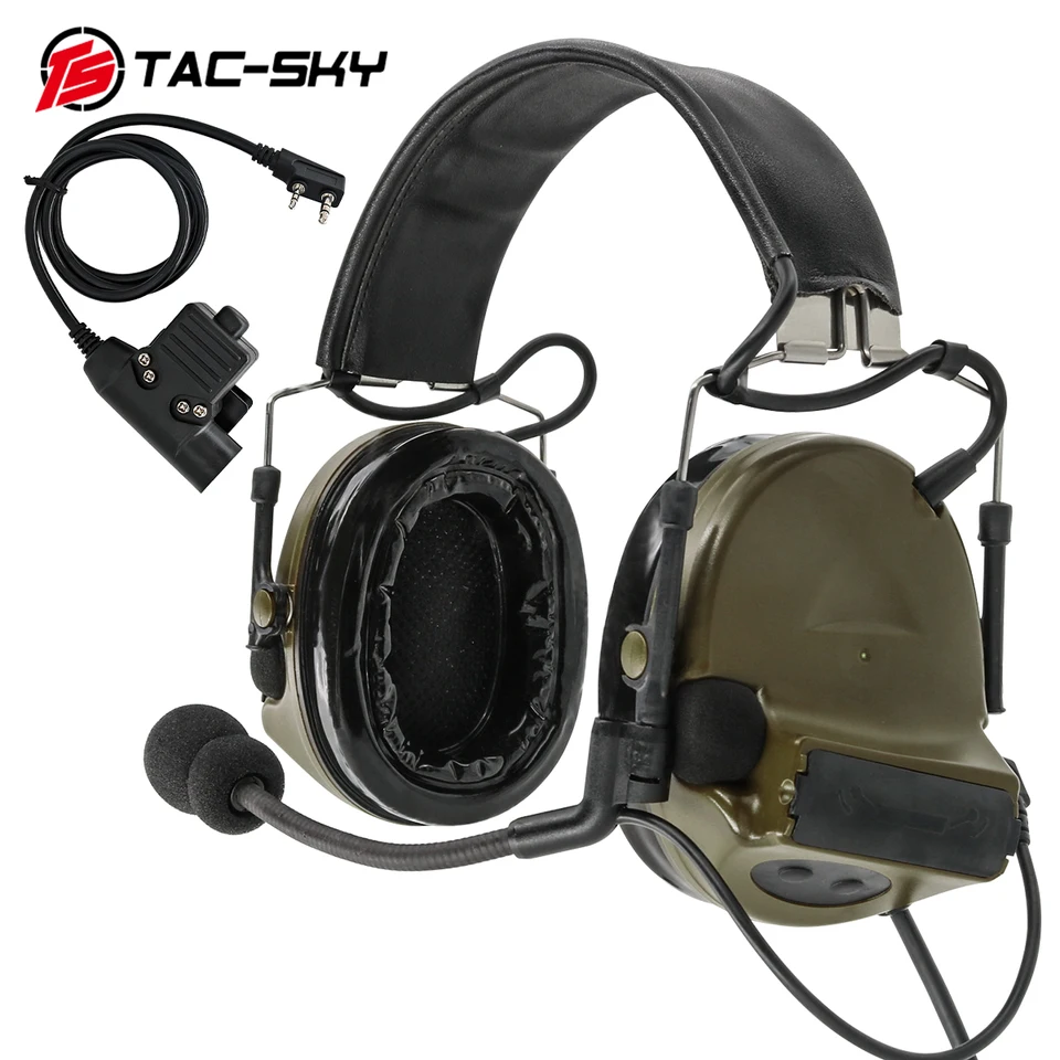 TAC-SKY COMTA II Silikónové ušné uchy o slučke Zníženie hluku Pickup Vojenská taktická náhlavná súprava FG+ U94 Kenwood Plug PTT