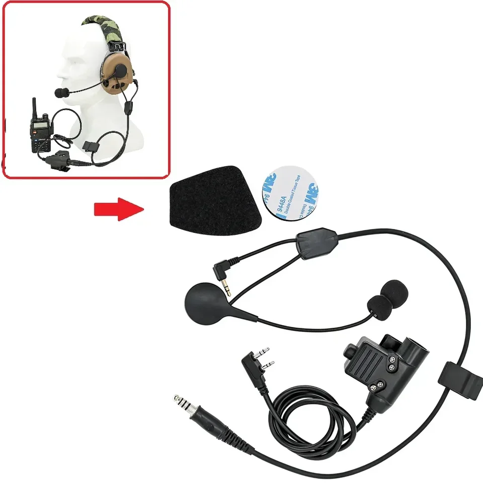 Tactical headset Kit Y kábel s mikrofónom a adaptér U94 PTT kompatibilný s náhlavnou súpravou verzie Sordin Supreme Pro IPSC verzia