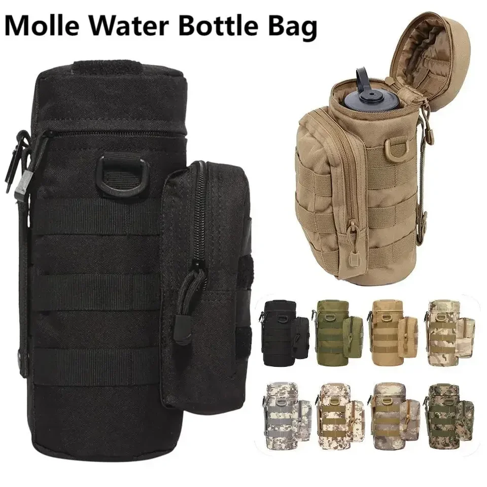 Tactical Molle Fľaša na fľašu prenosné lampa úložného priestoru Vonkajšie kempingové turistické držiak na fľašu držiak na fľašu