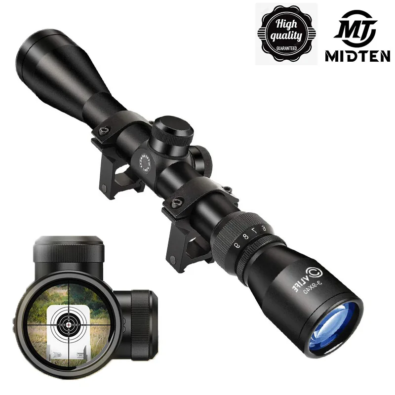 Tactické pušky Midten pušky 3-9x40 Optika R4 R4 Crosshair Rozsah s 20 mm bezplatnými koľajnicami Airsoft Hunting Scopes