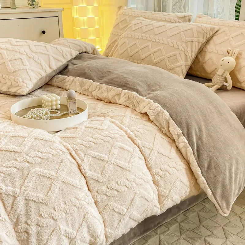 Taffel Velvet Duvet Cover pre zimné super teplé mäkké masívne farebné kryty pokrývky prikrývok pre dvojlôžkové postele bez vankúša