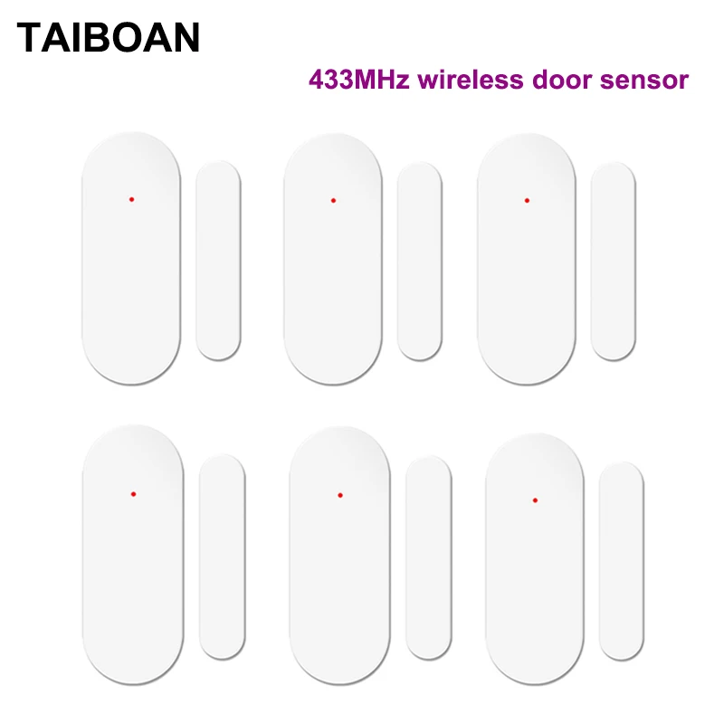 Taiboan Wireless 433MHz Dverné okno Senzor alarmu EV1527 Otvorený/uzavretý detektor pre inteligentné alarmové hostiteľské príslušenstvo