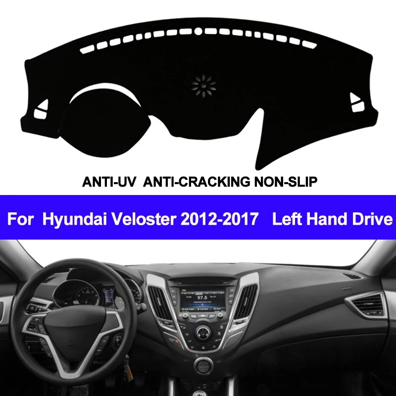 Taijs Car Dashboard Cover pre Hyundai Veloster 2012 2013 2014 2016 2016 2017 Dash Mat Dash Dash Pad Carpet Proti-Sun Anti-UV Anti-Slip