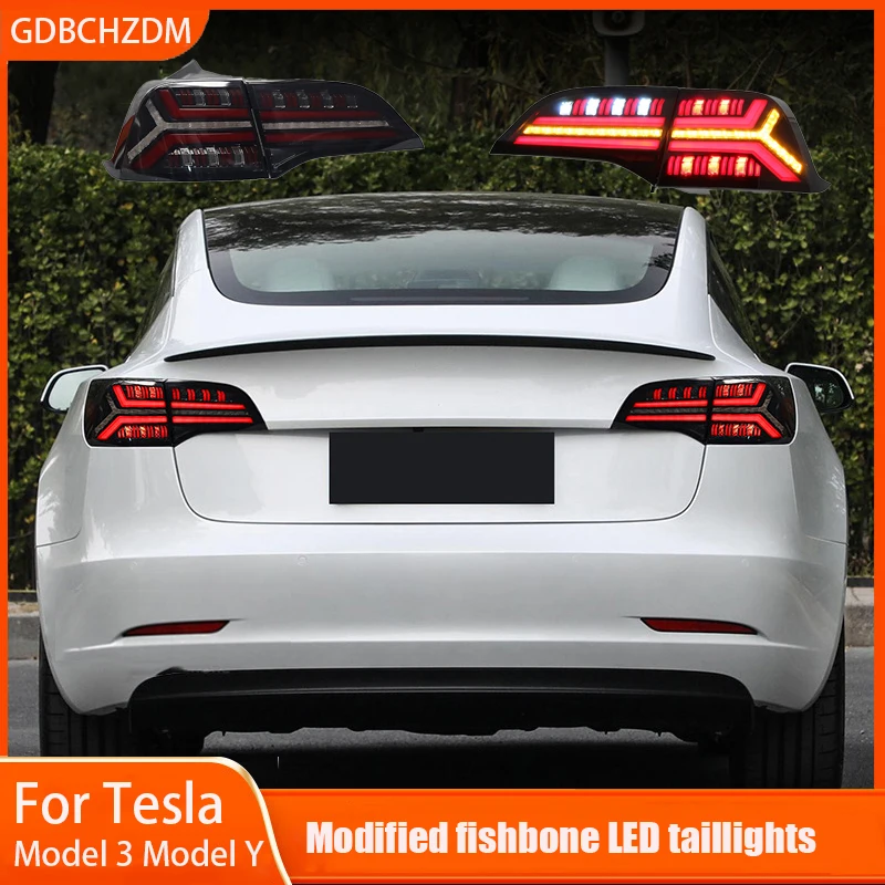 Tail lampa pre auto pre Tesla Model 3 Model Y 2019 - 2023 LED zadné svetlá lampa + brzda + reverzný + Dynamický zákrutový signál T Štýl