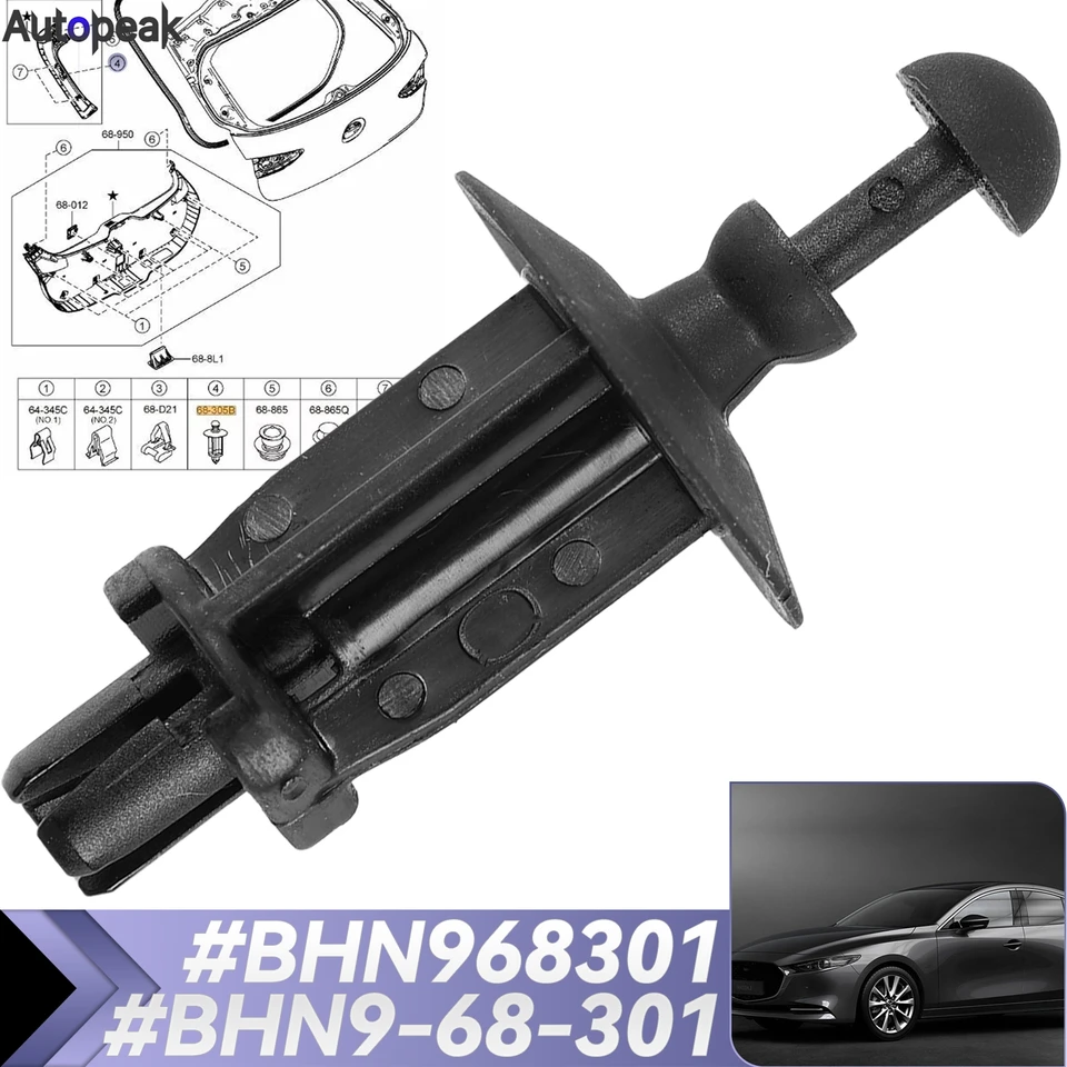 Tailgate Parcel Pličníčka brány Tinker Hanger Hanger Pin Clip BHHN9-68-301 BHN968301 pre Mazda 3 BM BP CX-3 DK CX-30 DM 2014-2021