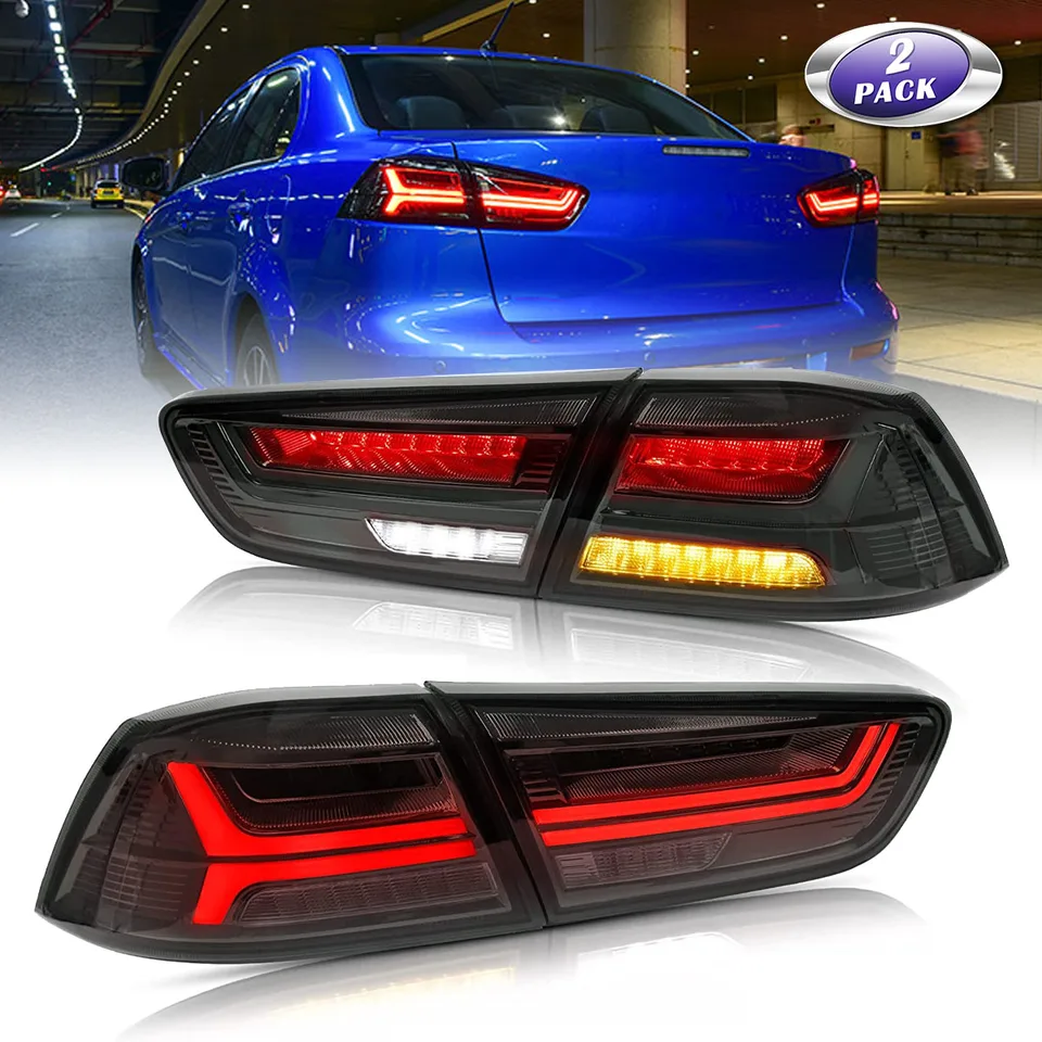 Taillights auto LED LED pre Mitsubishi Lancer a Evo X 2008-2021 Dynamická animácia DRL W/Sekvencia, Zostava zadných žiaroviek párov