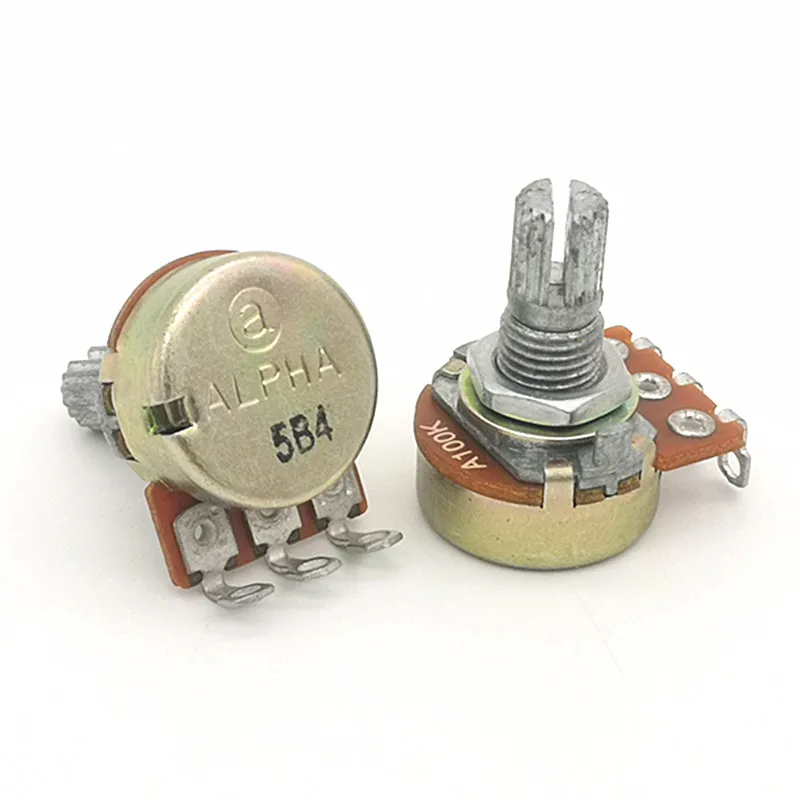 Taiwan Alpha Aihua RV16-10-15K Potentiometer A100K dĺžka hriadeľa 15 mm.