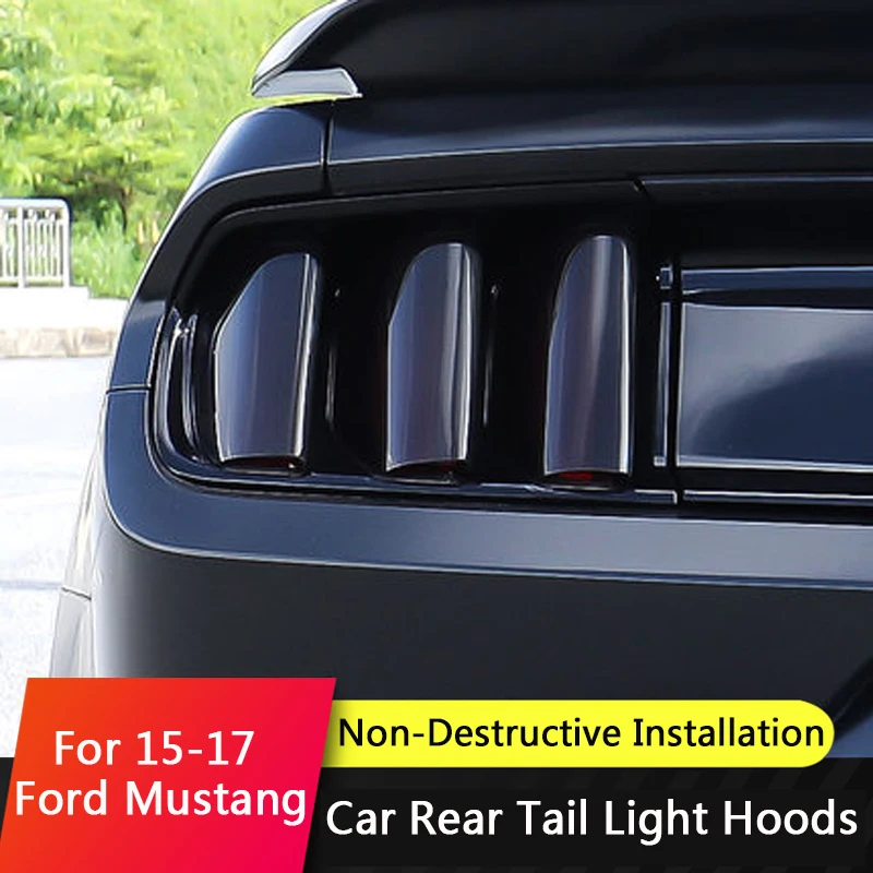 Tajian auto čierne zadné chvostové lampy Decoation 6pcs zadné svetlo kryt auto automatické exteriálne doplnky pre Ford 2015-2017 Mustang