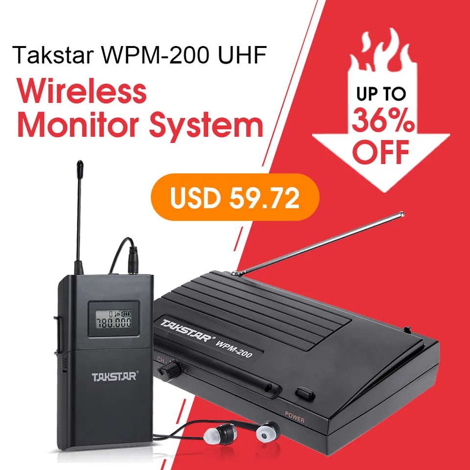 TAKSTAR WPM-200/TAKSTAR WPM-200R UHF Wireless Audio System LCD displej 6 Vybraliteľné kanály 50 m prenosovú vzdialenosť