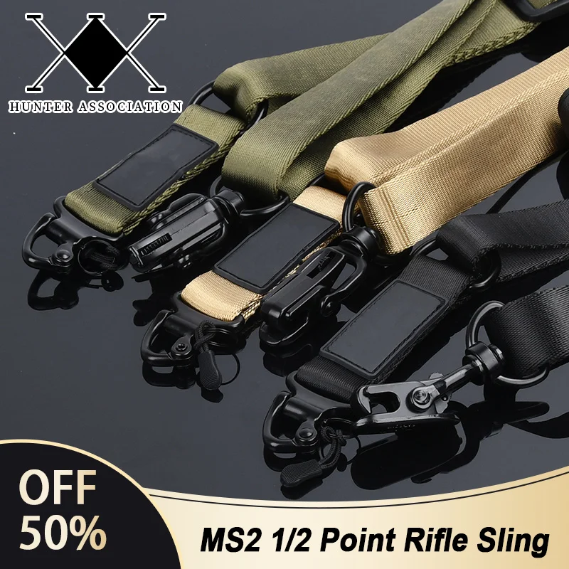 Taktická 1/2 bodovej pušky Sling Sling MS2 Multi-misijné pištoľ s praky s kovovou sponou nylonový ramenný remienok Odnímateľný lanový pás