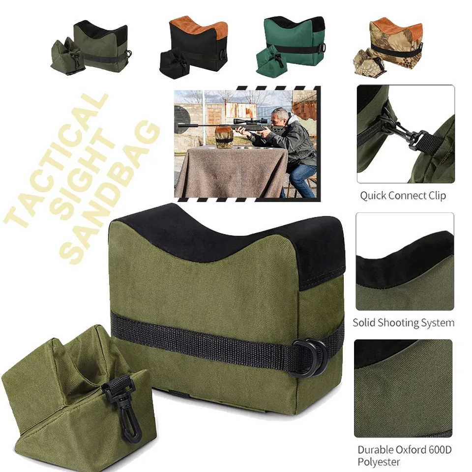 Taktická streľba Rifle Resing Bag Set Prenosné ostreľovacie zbrane Target stojan Rast Rest Zadný zadný podpera Pieskové vrecká vrecká Nepresné