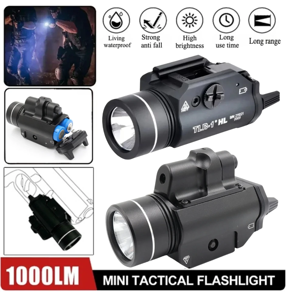 Taktická zbraň baterka kov 1000 lumens tlr1 LED svetlo 20 mm glock 17 airsoft puška TLR7 Scout Torch Lovec Gun Lamp