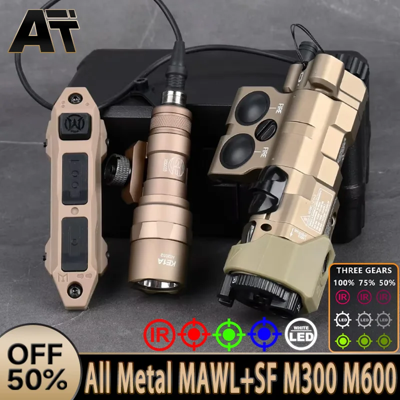 Taktické kovové CNC mawl C1 Red Dot Green Blue Ir Cieve Wadsn SF M300 M600 AR15 baterka Airsoft Weapon Light PEQ15 DBAL