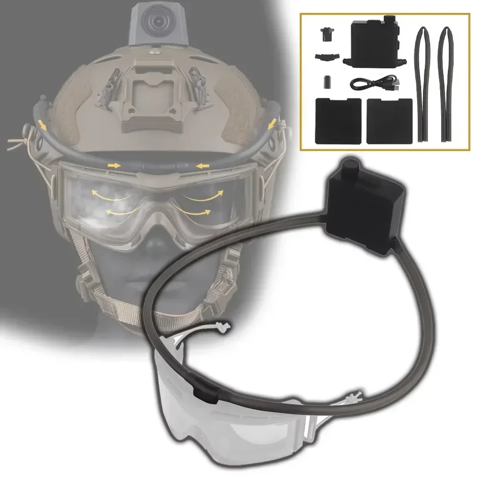 Taktické okuliare Defogger Outdoor Hunting Shooting CS Airsoft Games Goggles Antifog Unit Nastaviteľná súprava ventilátora defogovania vetra