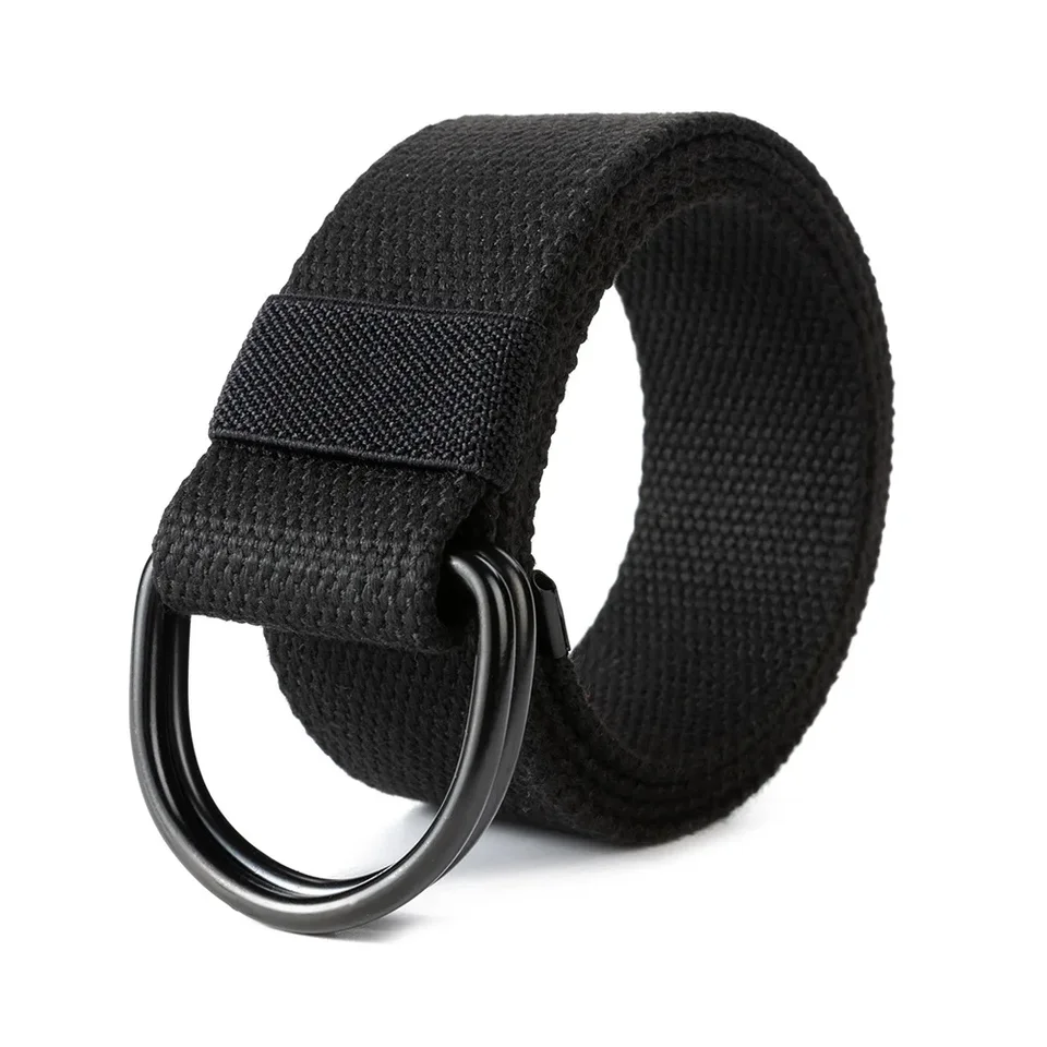 Taktické plátno muži opasok vysokokvalitný unisex Double D-Ring Buckle pásový pás Príležitostné plátno Žena pásová látka pre džínsy