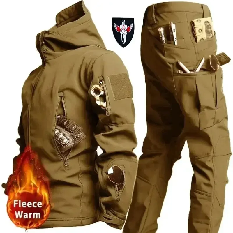 Taktické sfunkčné bundy Men Zimné fleece Coats Pohybky Outwear Camouflage Camping Trive cestovanie na turistické rybárske športové oblečenie