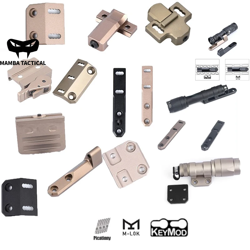Taktický airsoft wadsnflashlight ofset offset Mount Base Scout Light Bočná koľajnica pre SureFir M300 M600 zbraň Fit Keymod Mlok Picatinny