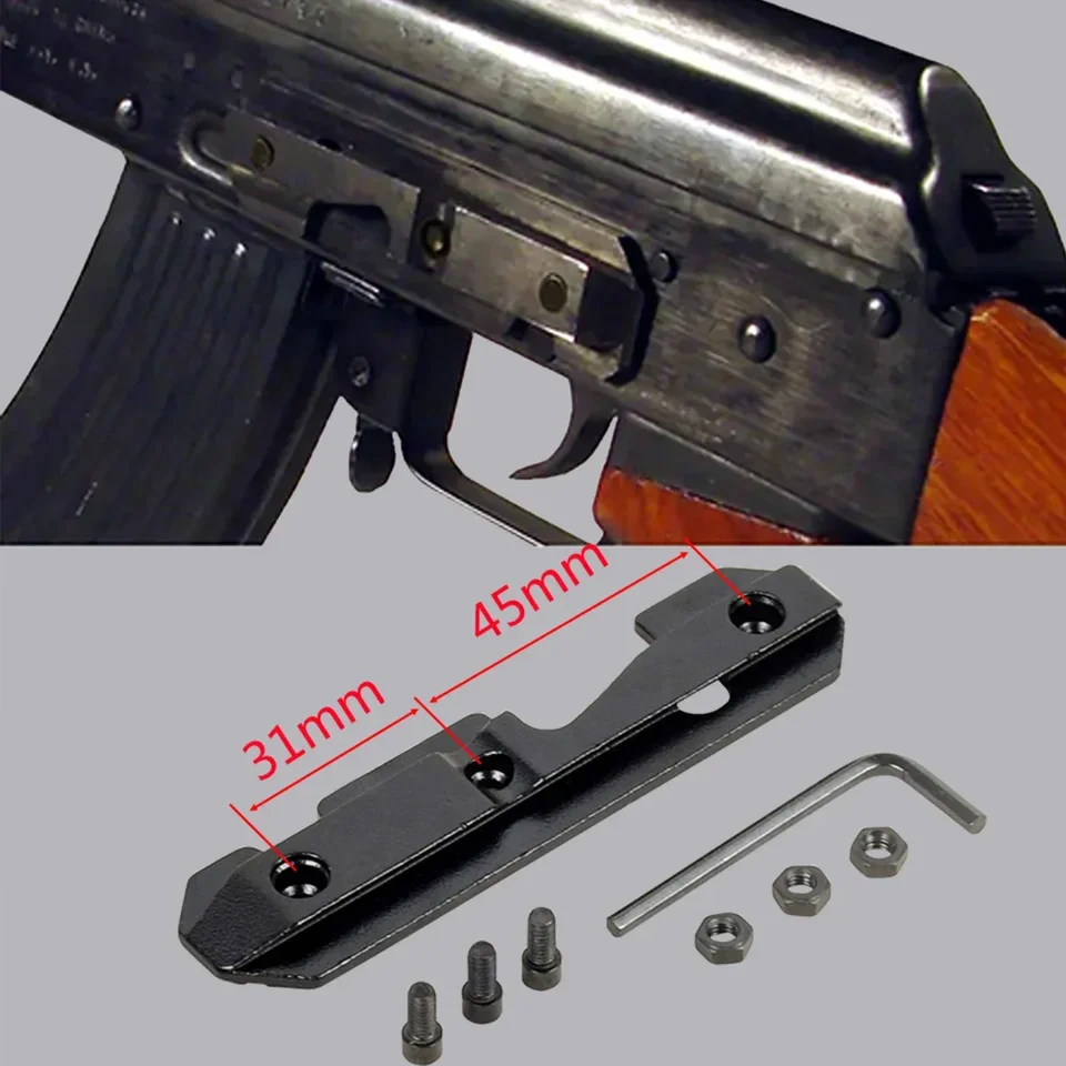 Taktický AK47 AR15 oceľový rybín s diaľkovou doskou frézované pečiatkové prijímače prijíma AK bočnú koľajnicu rozsah Mount Ruger Airsoft príslušenstvo