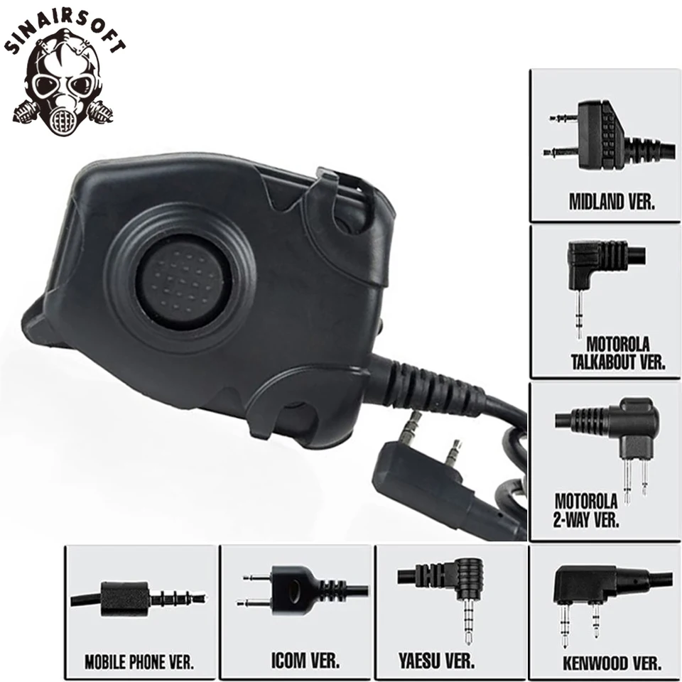 Taktický headset PTT Adapter Cable pre z taktické náhlavné súpravy Comtacii H50 MSA Sordin H60 HD03 Kenwood Baofeng Two Way Radio