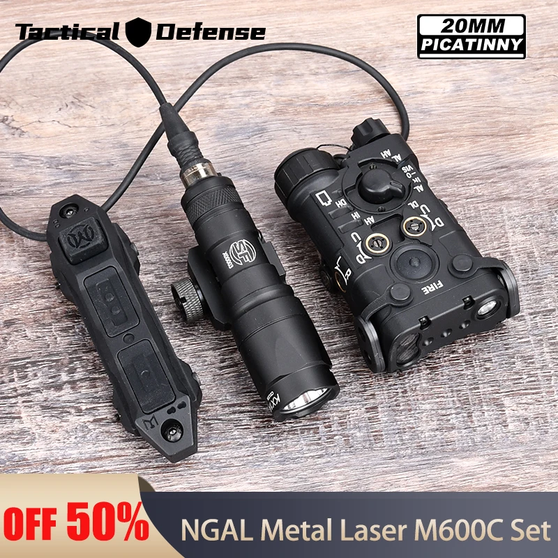 Taktický kov Ngal Red Dot Green Blue Indikátor SureFir M300a M600C Dual Function Switch Fit 20 mm koľajníc Airsoft Loving Laser
