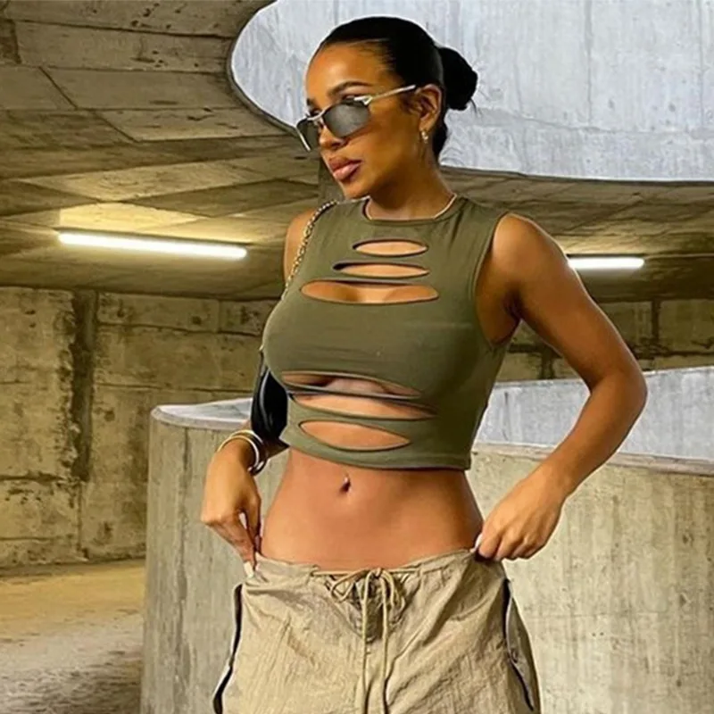 TALENZA Y2K Sexy rukávy bez rukávov Top Women Women Slid Dutiny tenké orezané vrchné tričko módne tesné ulica Wear Party Tank Top Women Women