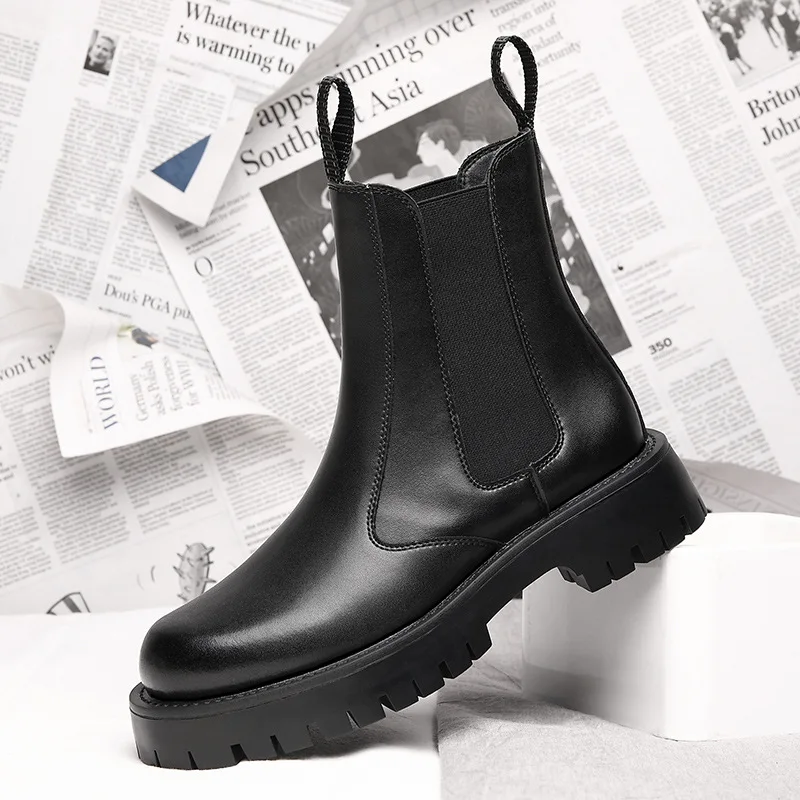 Talianska značka dizajnér pánsky voľný čas Chelsea topánky Jeseň zimné topánky Cowboy Originálne kožené topánky Handsome High Platform Botas
