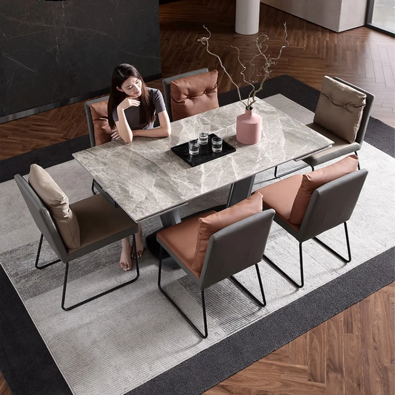 Talianska špičková jedáleň Nábytok nábytku zatiahnuteľné Skladacie svetlo Rock Svetlo Luxusný jedálenský stôl Sada 8 SEATER