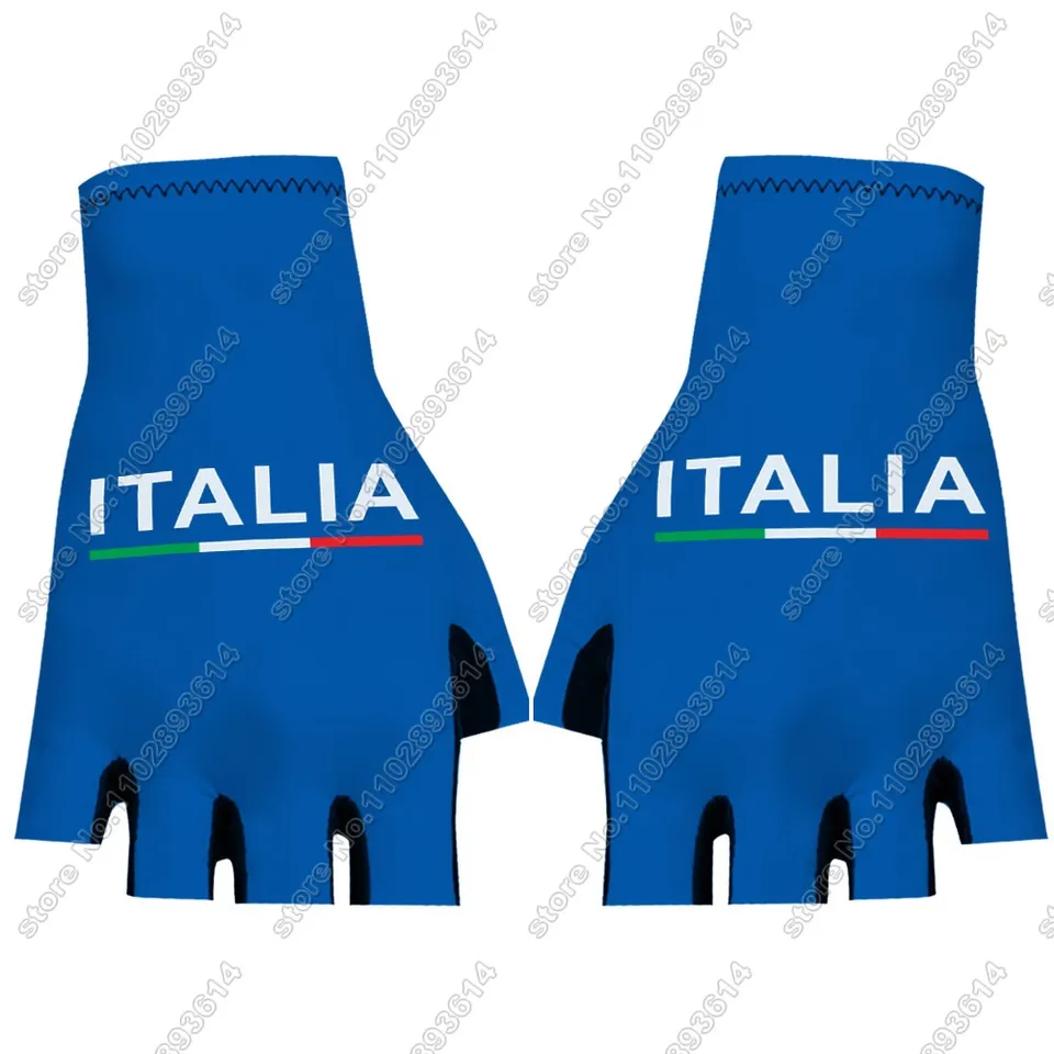 Taliansko cyklistické rukavice 2024 Národný tím taliansky bicykel gél Half Finger Blue Rukavice Jeden pár veľkost Guante Ciclismo Gant