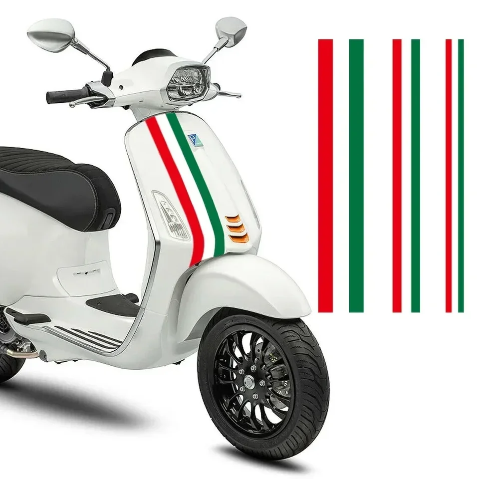 Taliansko Stripe Motorycle nálepky pre prednú krytku nádrže na prilbu dekor škrabance vinylové obtisky vodotesné motoobické príslušenstvo
