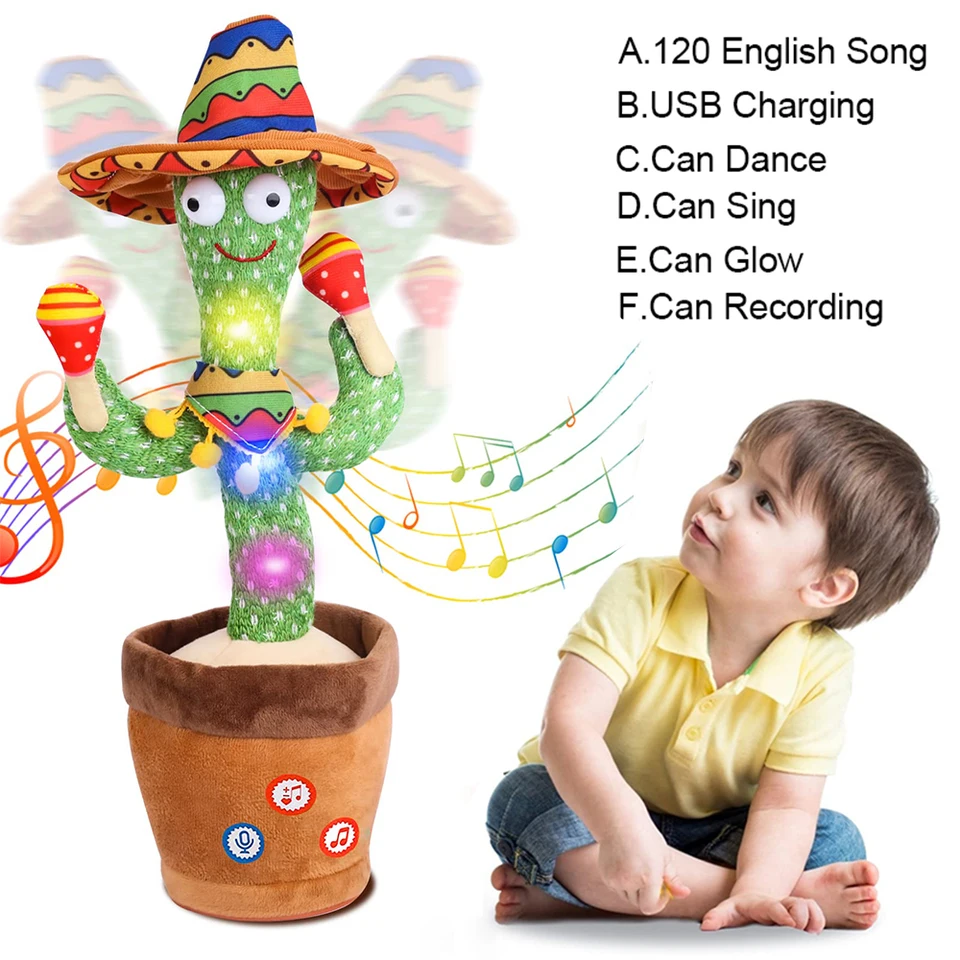 Talking Cactus Baby Toy Dancing Cactus Opakuje to, čo hovoríte pre deti s anglickými piesňami Dancing Toy pre darček pre batoľatá chlapci